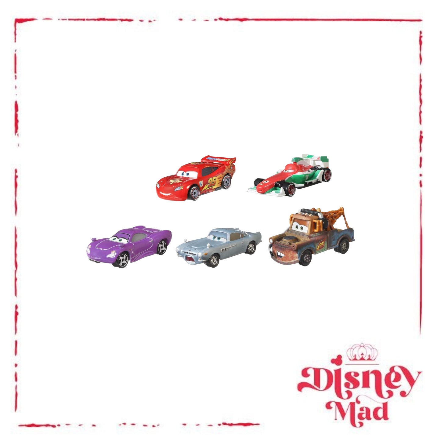 Disney Pixar Cars 2 Vehicle 5-Pack Collection, Set of 5 Collectible Character Cars & Tool Cart Inspired by the World Grand Prix from the Movie Cars 2