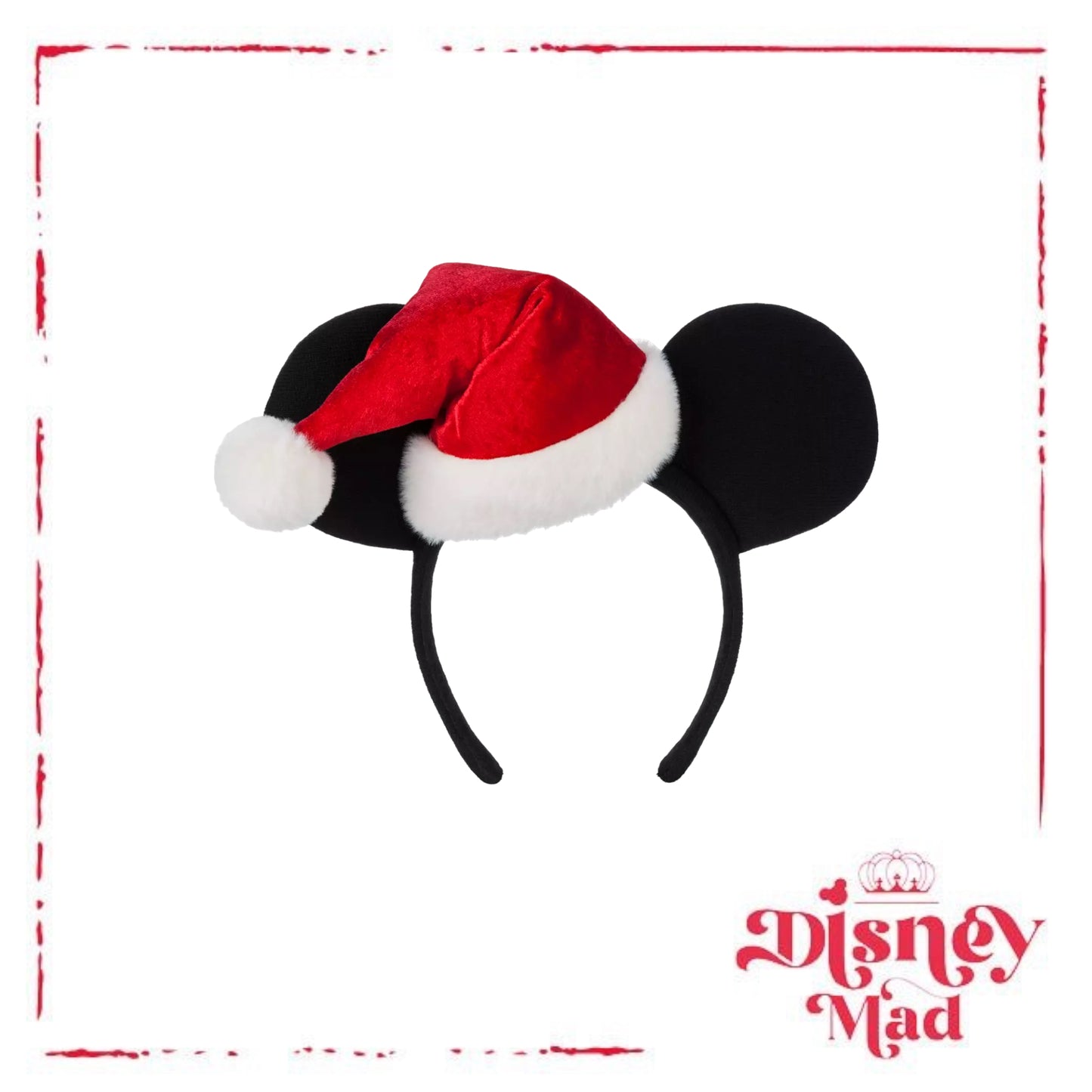 Disney Parks Mickey Mouse Santa Ears Headband