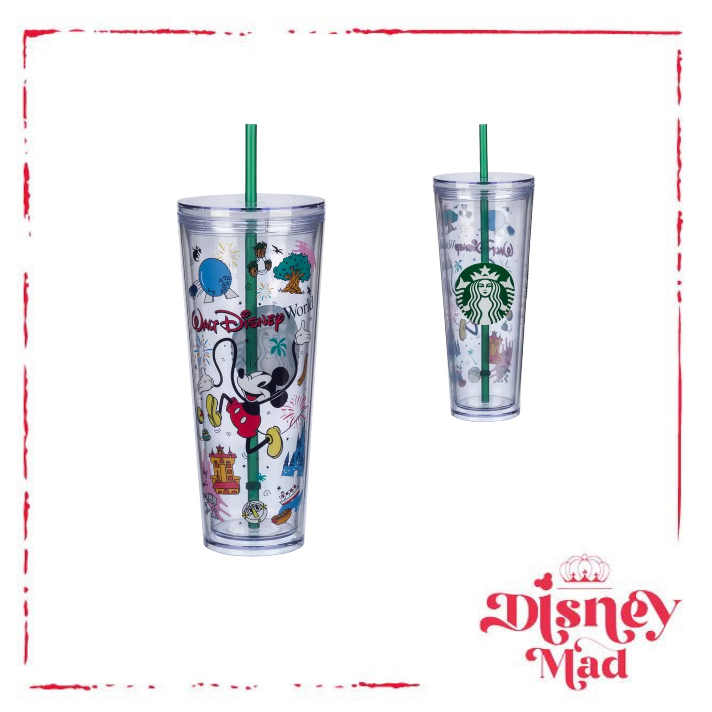 Mickey Mouse Walt Disney World Starbucks Tumbler with Straw Disney Parks