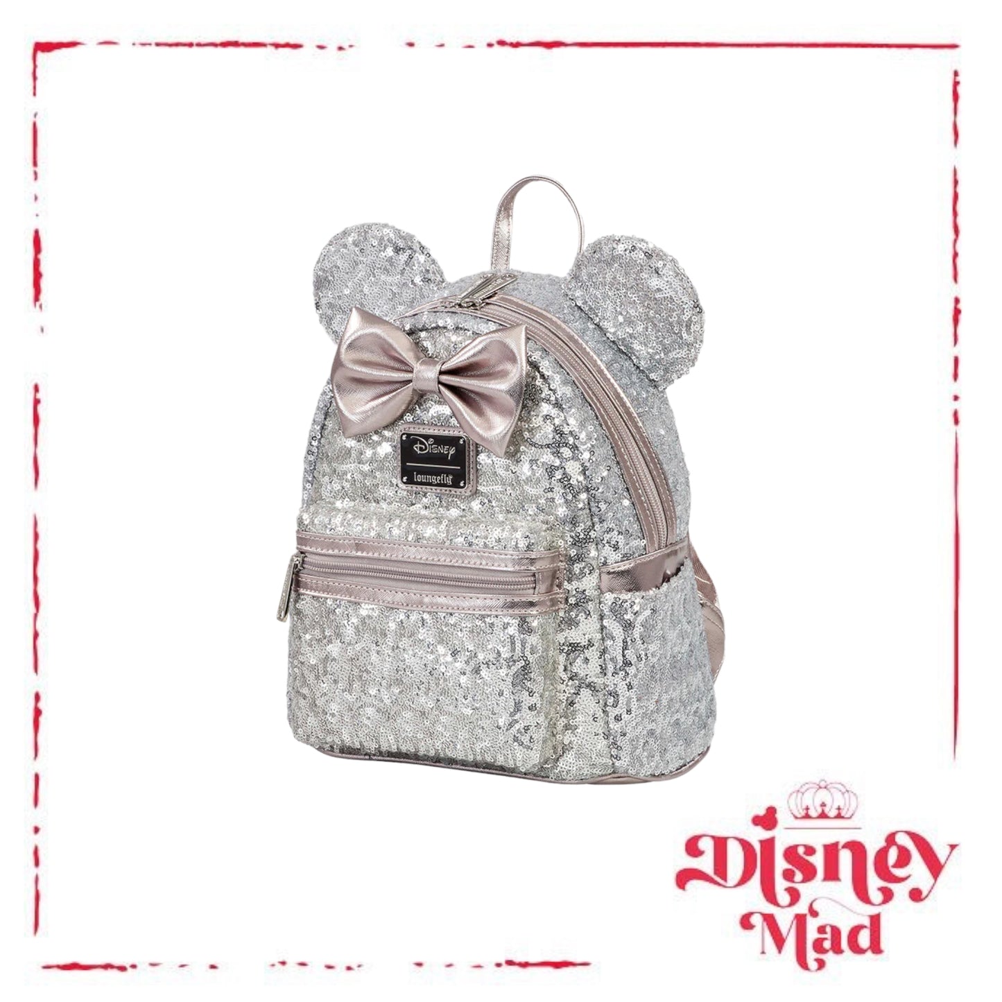 Loungefly Disney Minnie Mouse Silver Sequin Mini Backpack