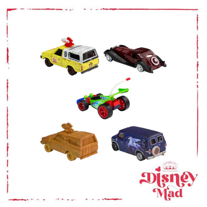 Hot Wheels Disney Cars Bundle, Set of 5 Premium Disney and Pixar 1:64 Scale Toy Cars in Collectible Disney 100 Box