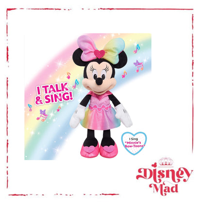 Disney Junior Minnie Mouse Sparkle and Sing Minnie Mouse, 13 Inch Feature Plush with Lights and Sounds