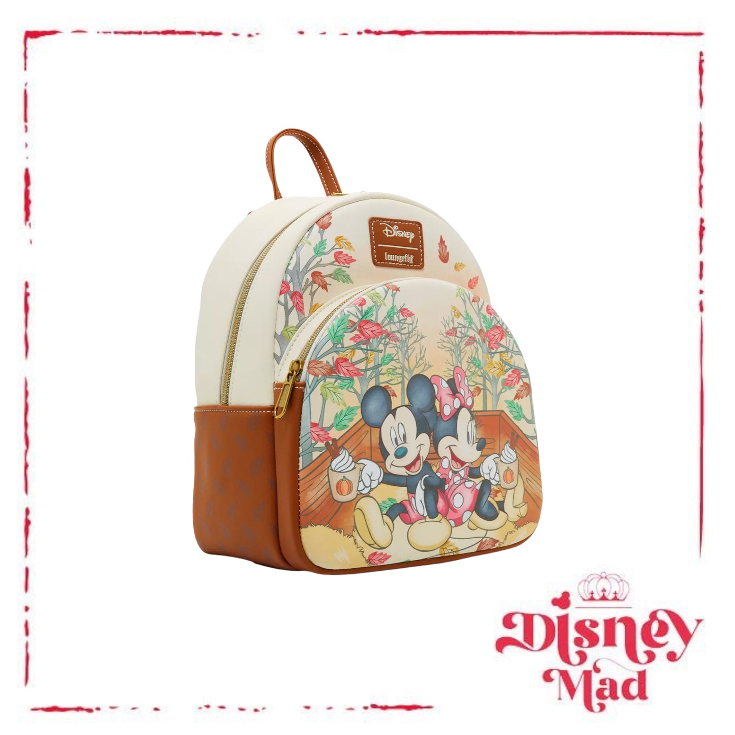 Loungefly Disney Mickey Mouse & Minnie Mouse Fall Leaves Mini Backpack