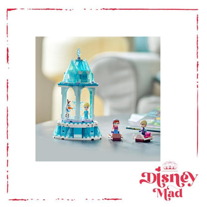 Disney Princess Anna and Elsa's Magical Merry-Go-Round, Frozen Castle Inspired Playset with Princess Micro Dolls and Olaf Figure