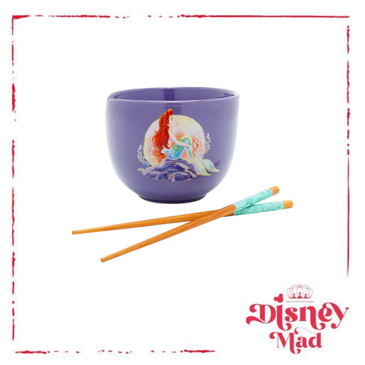 Disney The Little Mermaid Ariel On Rock Ramen Bowl with Chopsticks