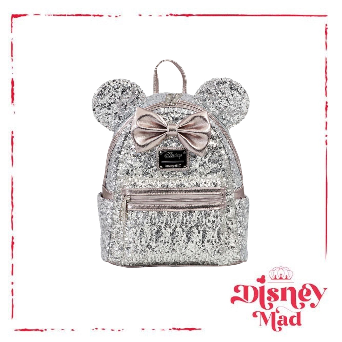 Loungefly Disney Minnie Mouse Silver Sequin Mini Backpack