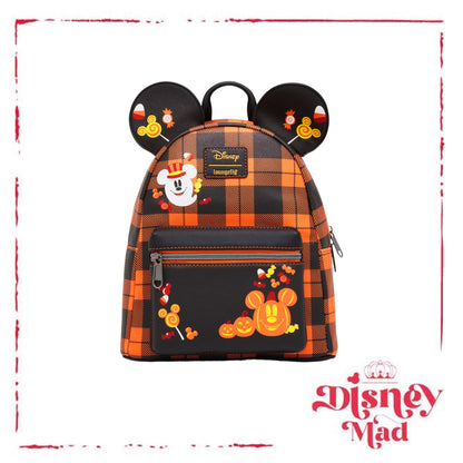 Loungefly Disney Halloween Plaid Mickey Mouse Ears Mini Backpack