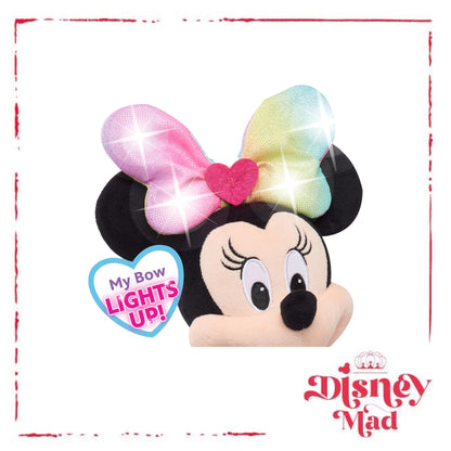 Disney Junior Minnie Mouse Sparkle and Sing Minnie Mouse, 13 Inch Feature Plush with Lights and Sounds