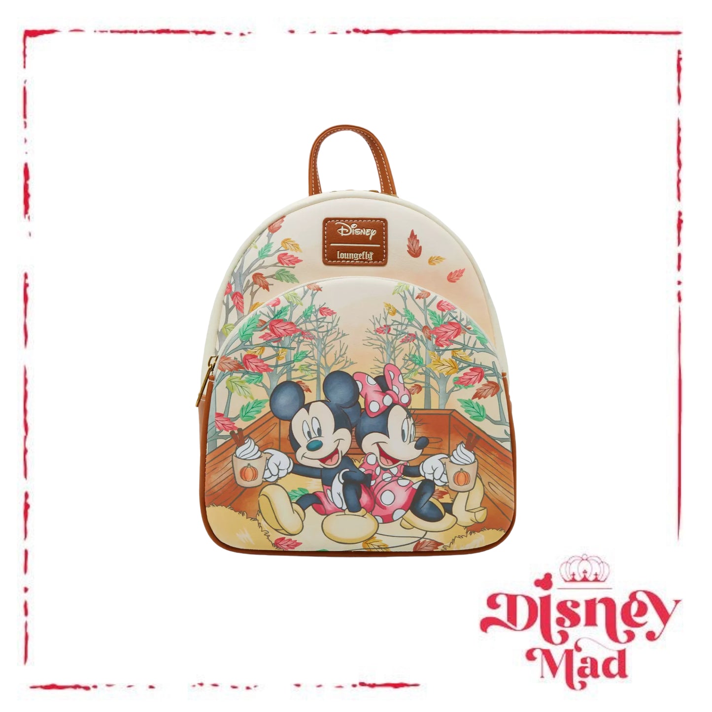 Loungefly Disney Mickey Mouse & Minnie Mouse Fall Leaves Mini Backpack