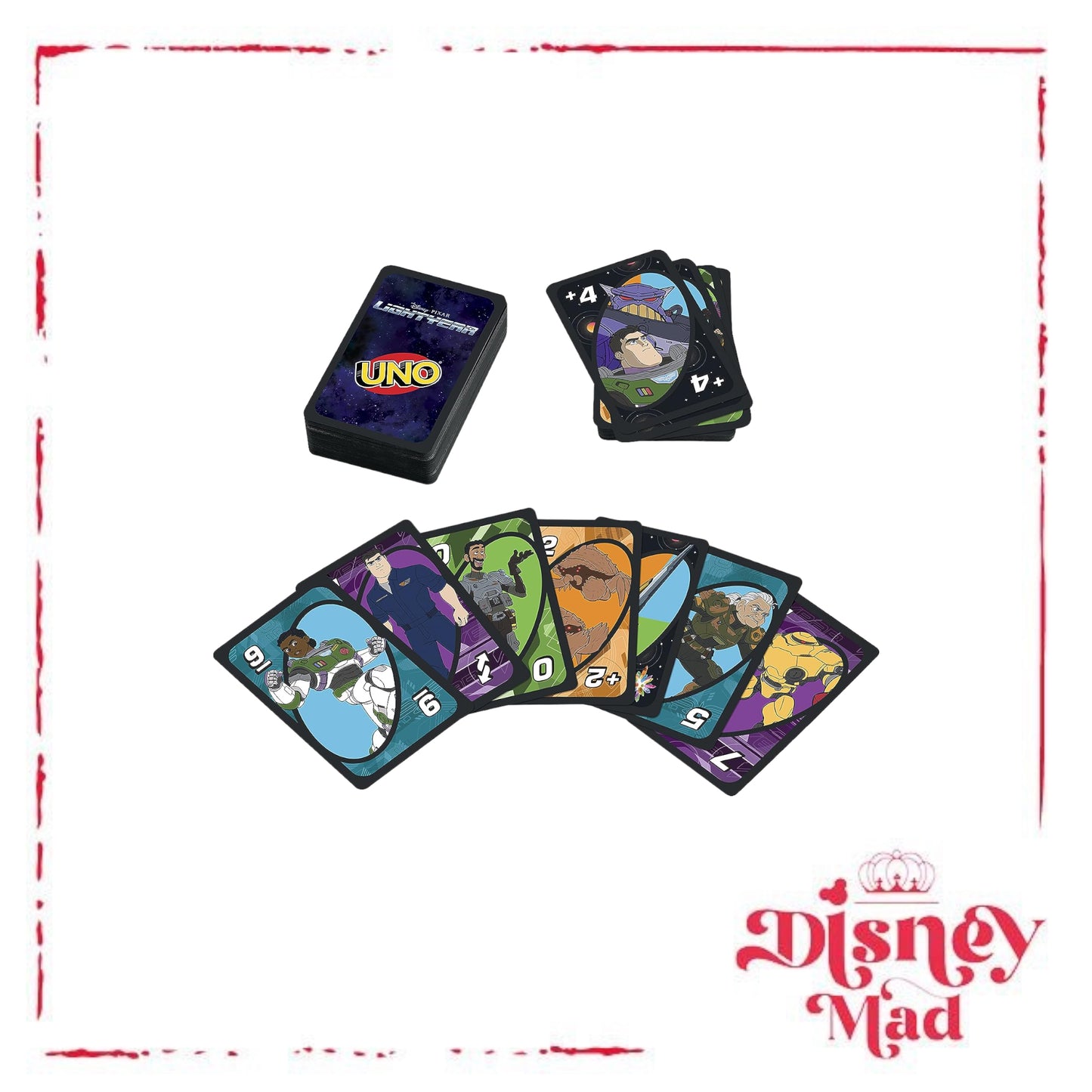 UNO Disney Pixar Lightyear Card Game in Storage Tin, Movie-Themed Deck & Special Rule