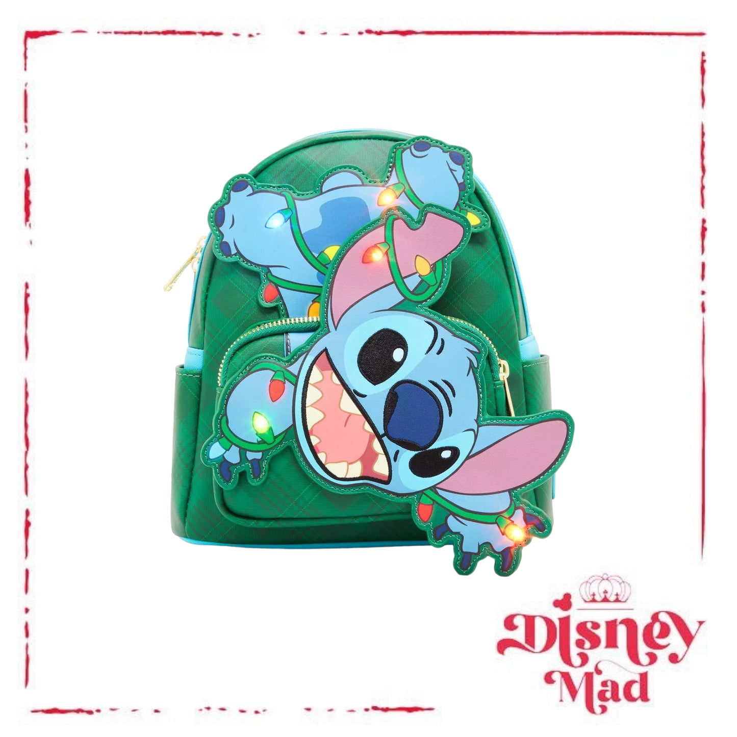 Loungefly Disney Lilo & Stitch Christmas Lights Stitch Light-Up Mini Backpack