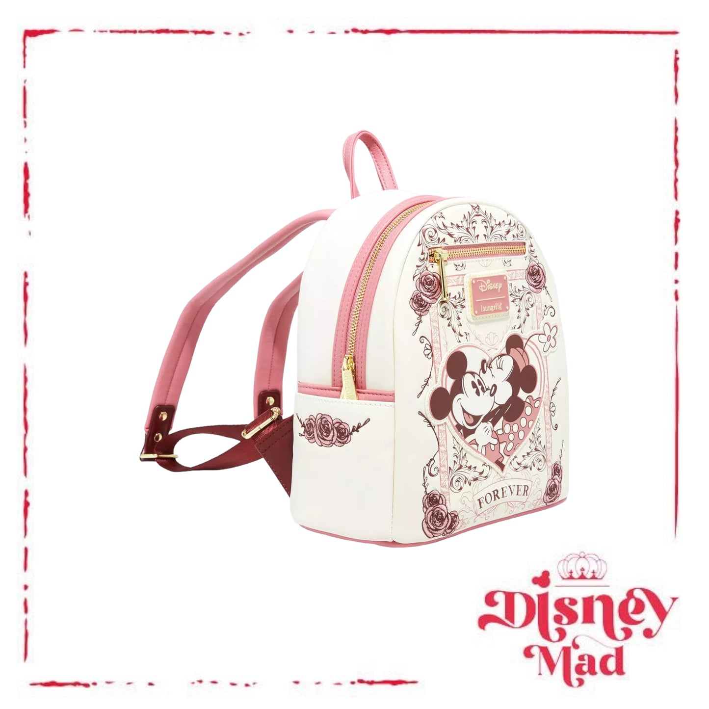 Loungefly Disney Mickey and Minnie Mouse Forever Floral Mini Backpack