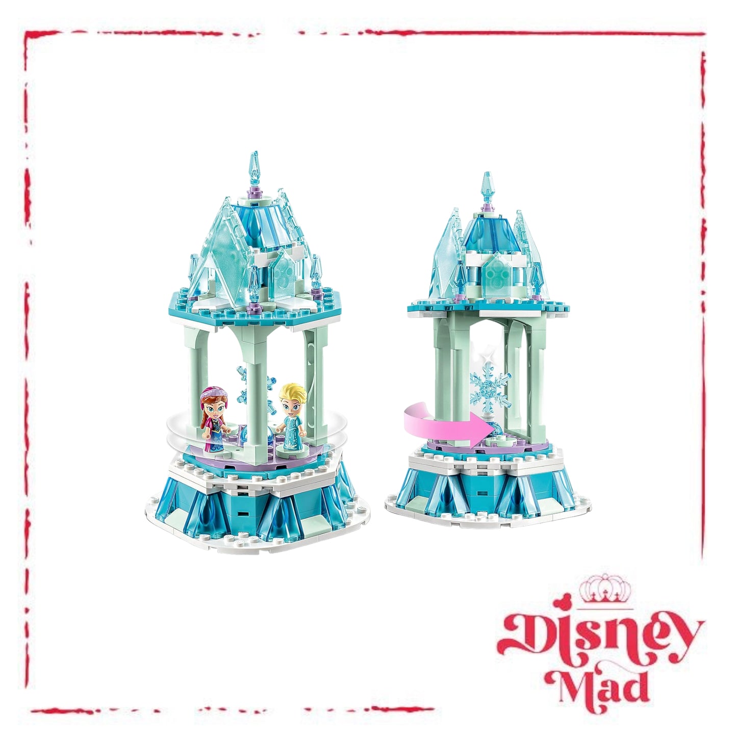 Disney Princess Anna and Elsa's Magical Merry-Go-Round, Frozen Castle Inspired Playset with Princess Micro Dolls and Olaf Figure