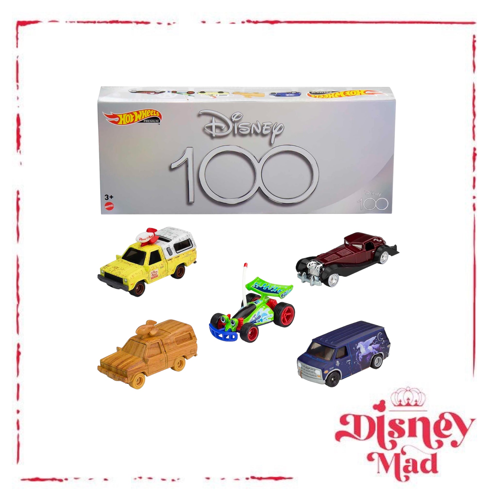 Hot Wheels Disney Cars Bundle, Set of 5 Disney 100 Disney and outlet Pixar 1:64 Scale