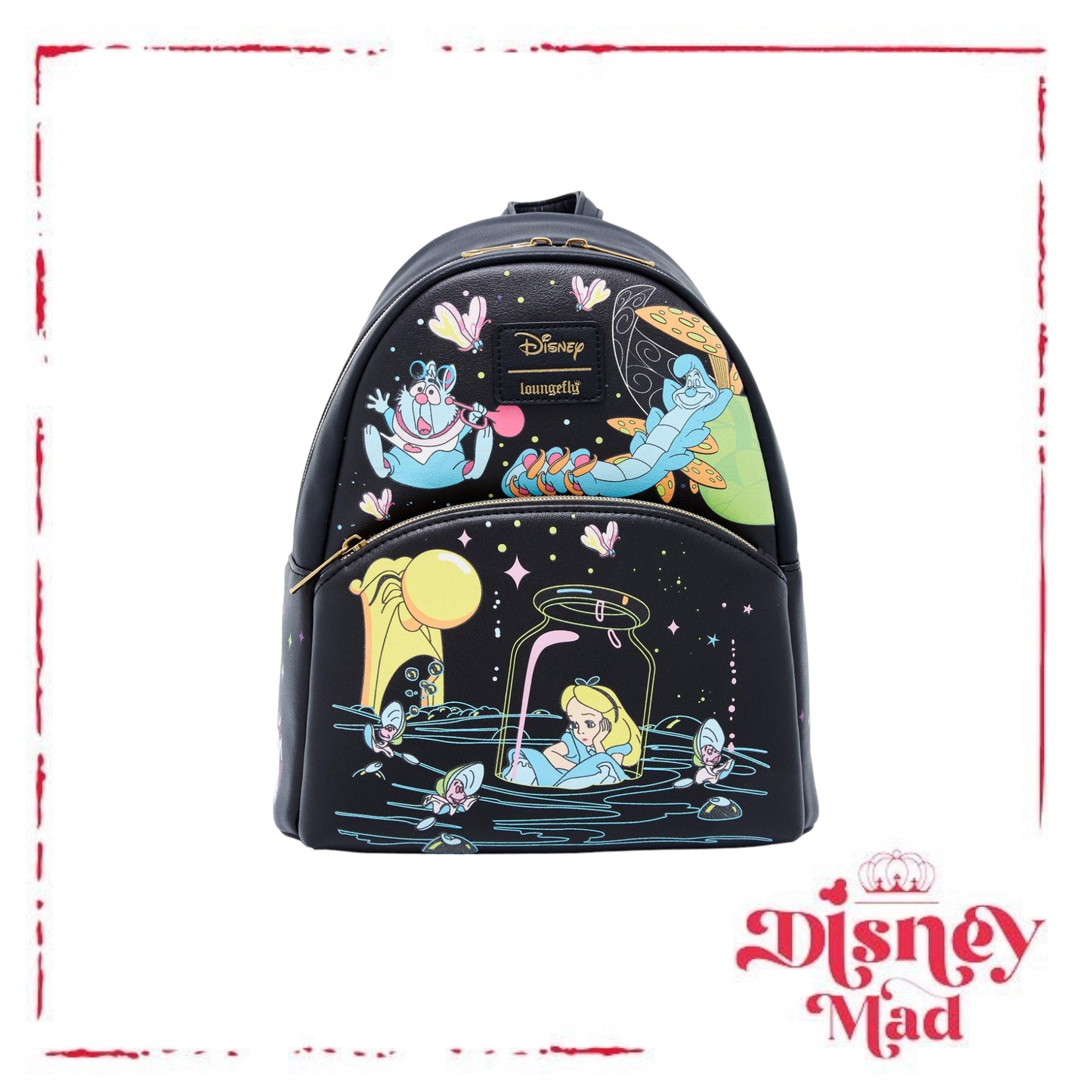 Loungefly Disney Alice In Wonderland Glow-In-The-Dark Characters Mini Backpack