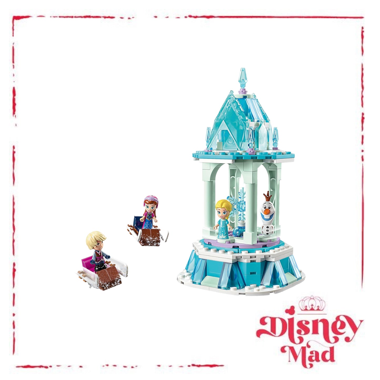 Disney Princess Anna and Elsa's Magical Merry-Go-Round, Frozen Castle Inspired Playset with Princess Micro Dolls and Olaf Figure