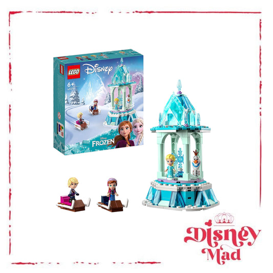 Disney Princess Anna and Elsa's Magical Merry-Go-Round, Frozen Castle Inspired Playset with Princess Micro Dolls and Olaf Figure