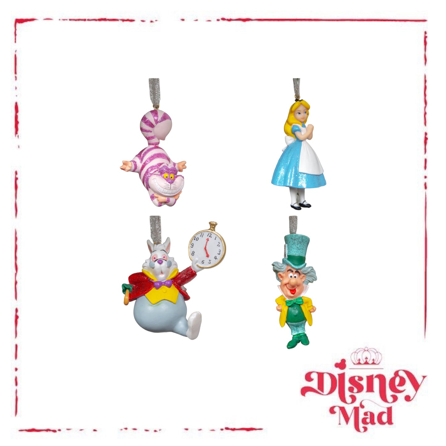 Disney Set of 4 Alice in Wonderland Resin Hanging Gift Set