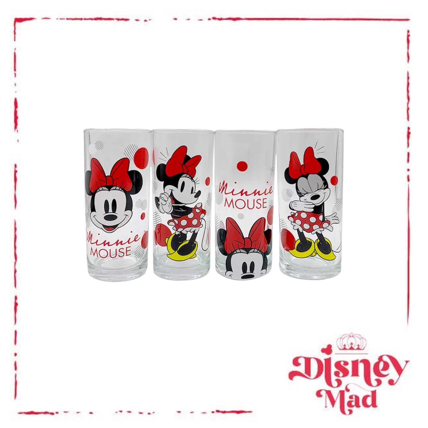 Disney Minnie Mouse Red Polka Dot Glass Set