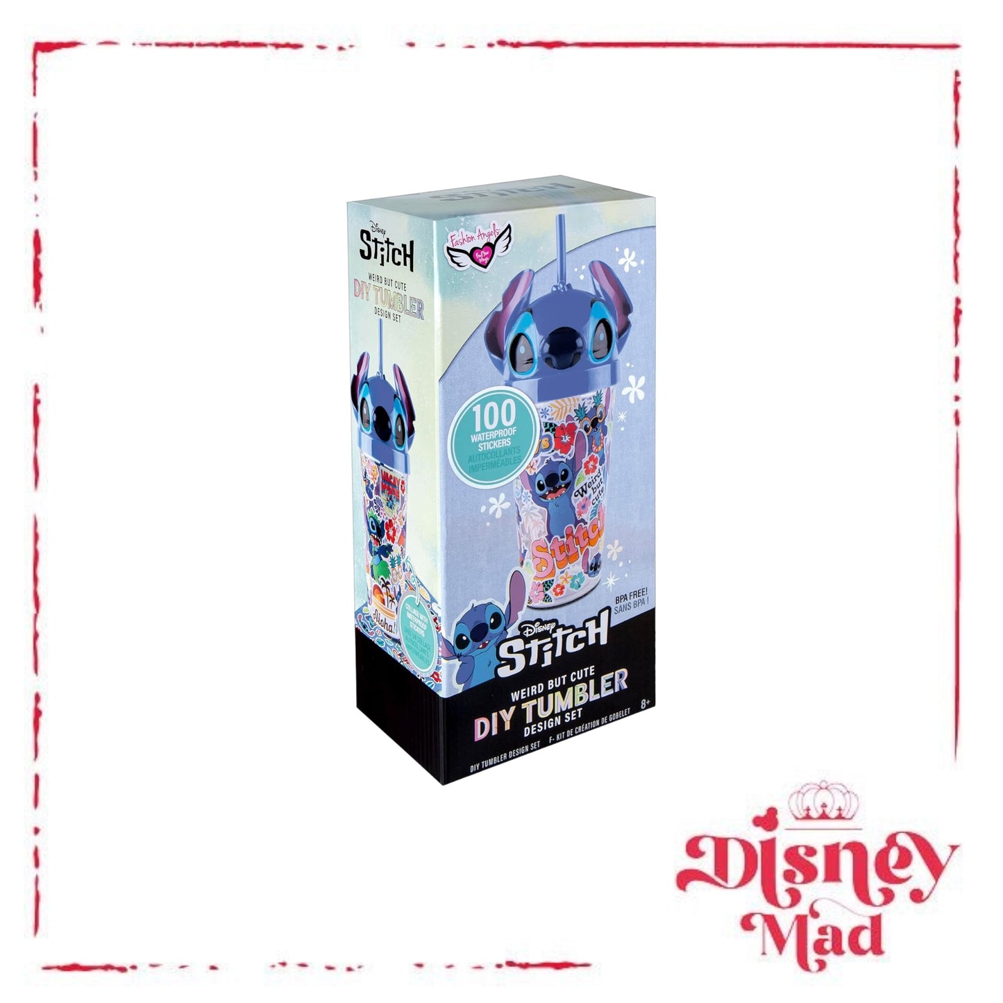 Disney Stitch Tumbler Design Kit - Includes 16 oz Experiment 626 Tumbler and 100 Waterproof Lilo and Stitch Stickers