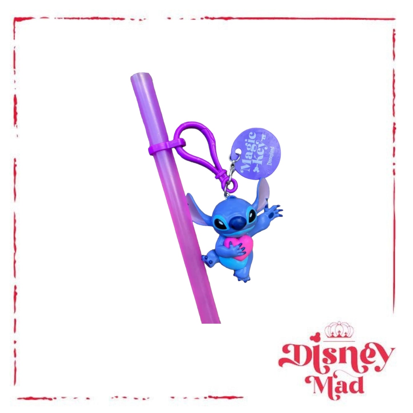 Disneyland Magic Key Stitch Valentine’s Day Clip And Straw