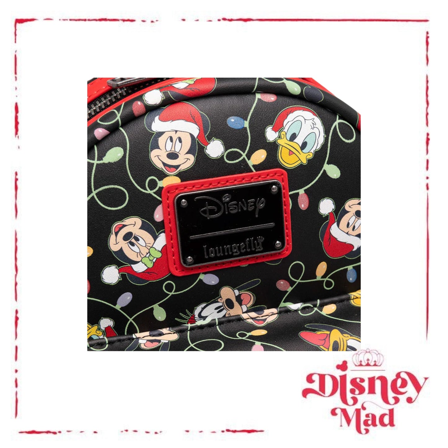 Loungefly Disney Glow in the Dark Santa Mickey and Friends Christmas Lights Mini Backpack