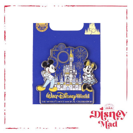 Walt Disney World 50th Anniversary Mickey and Minnie Mouse Castle Disney Pin