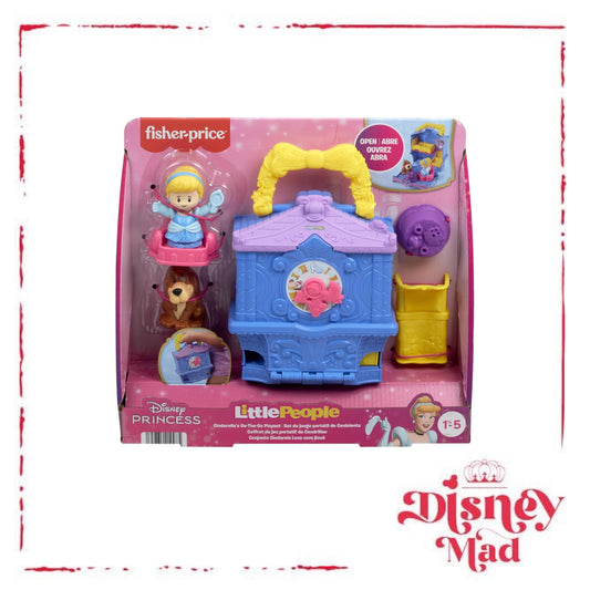 Fisher-Price Disney Princess Cinderella On-the-Go Toddler Playset Carry-Along Case with 2 Little People Figures