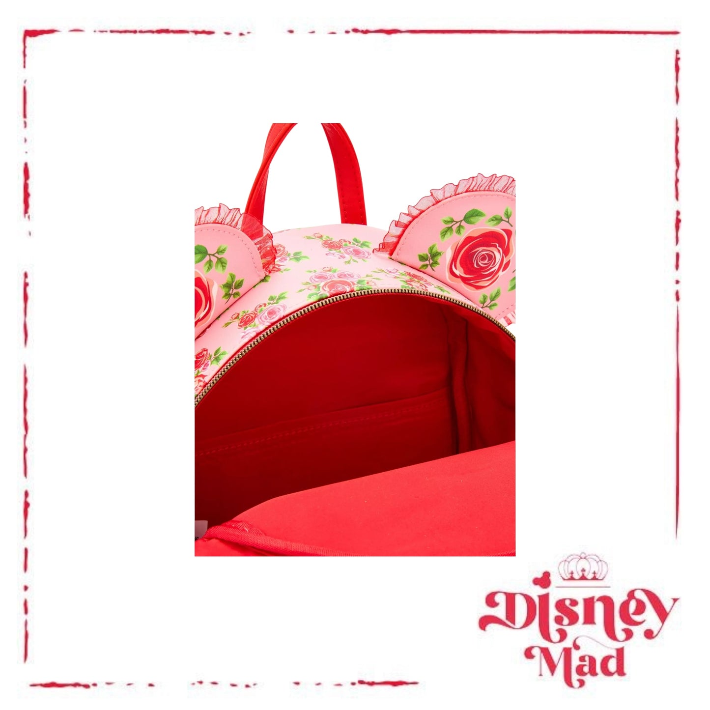 Loungefly Disney Minnie Mouse Pink & Red Roses Figural Mini Backpack