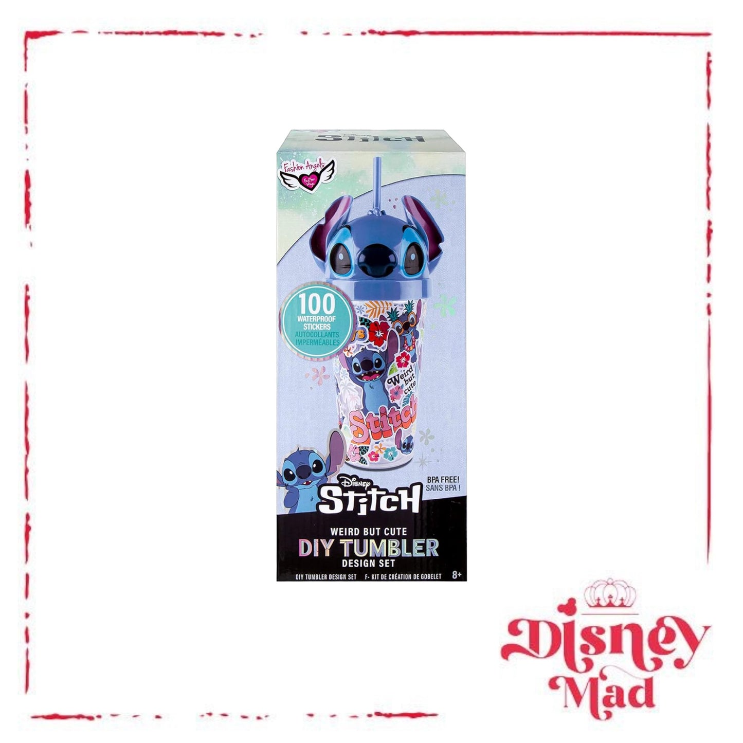 Disney Stitch Tumbler Design Kit - Includes 16 oz Experiment 626 Tumbler and 100 Waterproof Lilo and Stitch Stickers