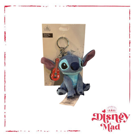 Disney Parks Stitch Plush Keychain With Ukulele Charm