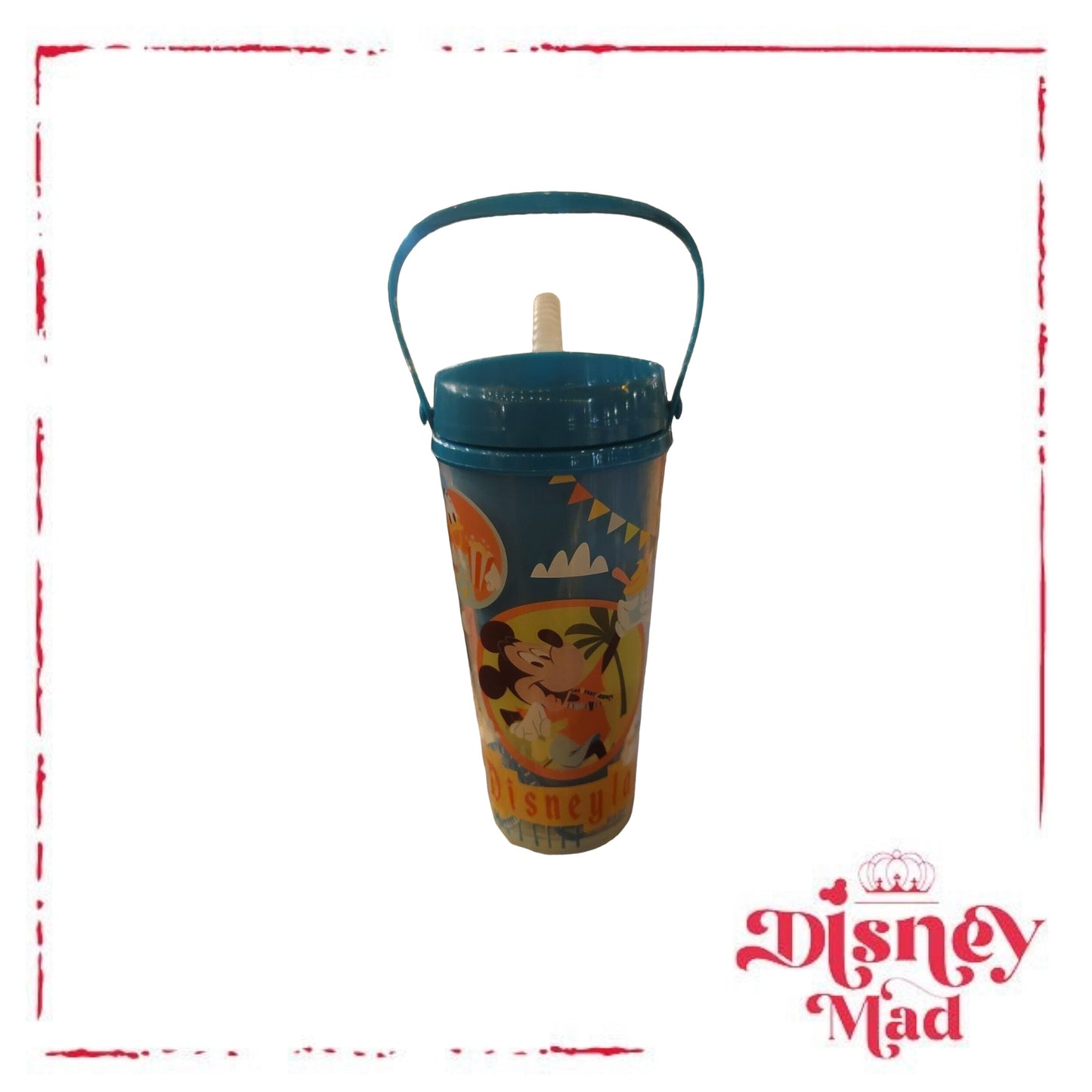 Disneyland Play In The Park Thermo Plastic Tumbler Mickey Artwork W/ Straw