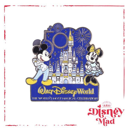 Walt Disney World 50th Anniversary Mickey and Minnie Mouse Castle Disney Pin