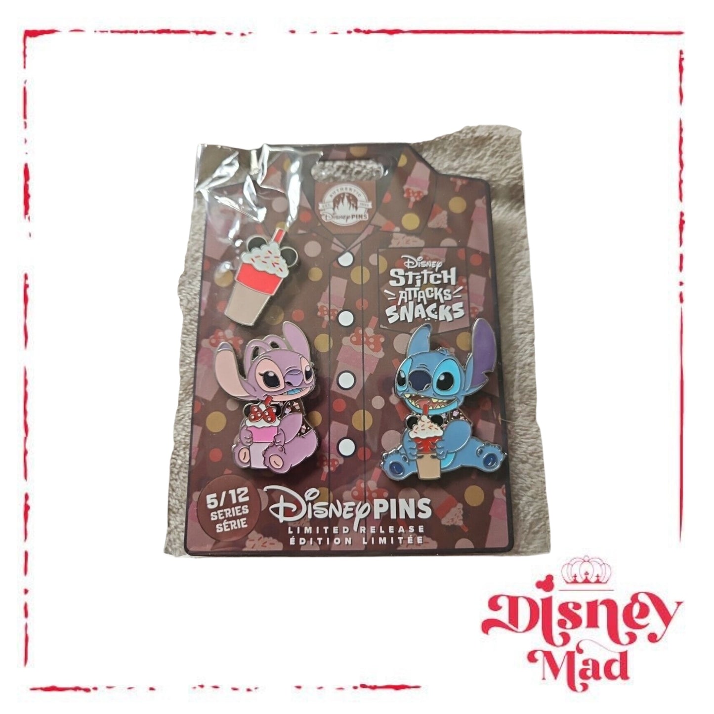 2024 Disney Parks Stitch Angel Attacks Snacks Milkshake Pin Set Series