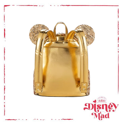 Minnie Mouse Gold Sequin Loungefly Mini Backpack - Disney Parks