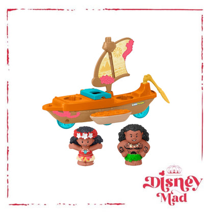 Fisher-Price Little People Toddler Toy Disney Princess Moana & Maui’s Canoe Sail Boat with Figures