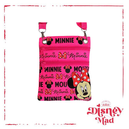 Minnie Mouse Glam Crossbody Passport Shoulder Bag Purse Pink