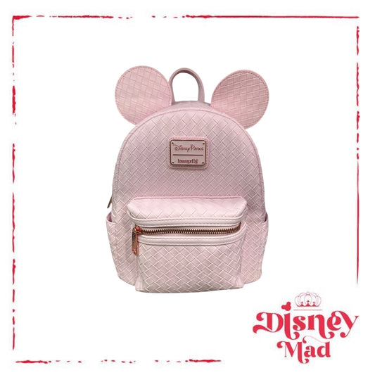 Disney Parks Mickey Pink Woven Loungefly Backpack
