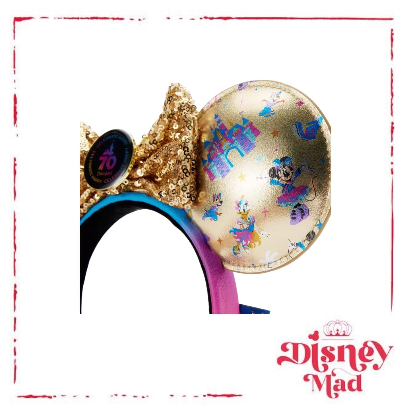 Mickey Mouse and Friends Loungefly Ear Headband for Adults – Disneyland 70th Anniversary - Disney Parks