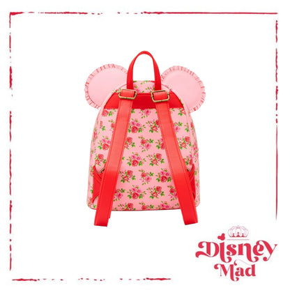 Loungefly Disney Minnie Mouse Pink & Red Roses Figural Mini Backpack