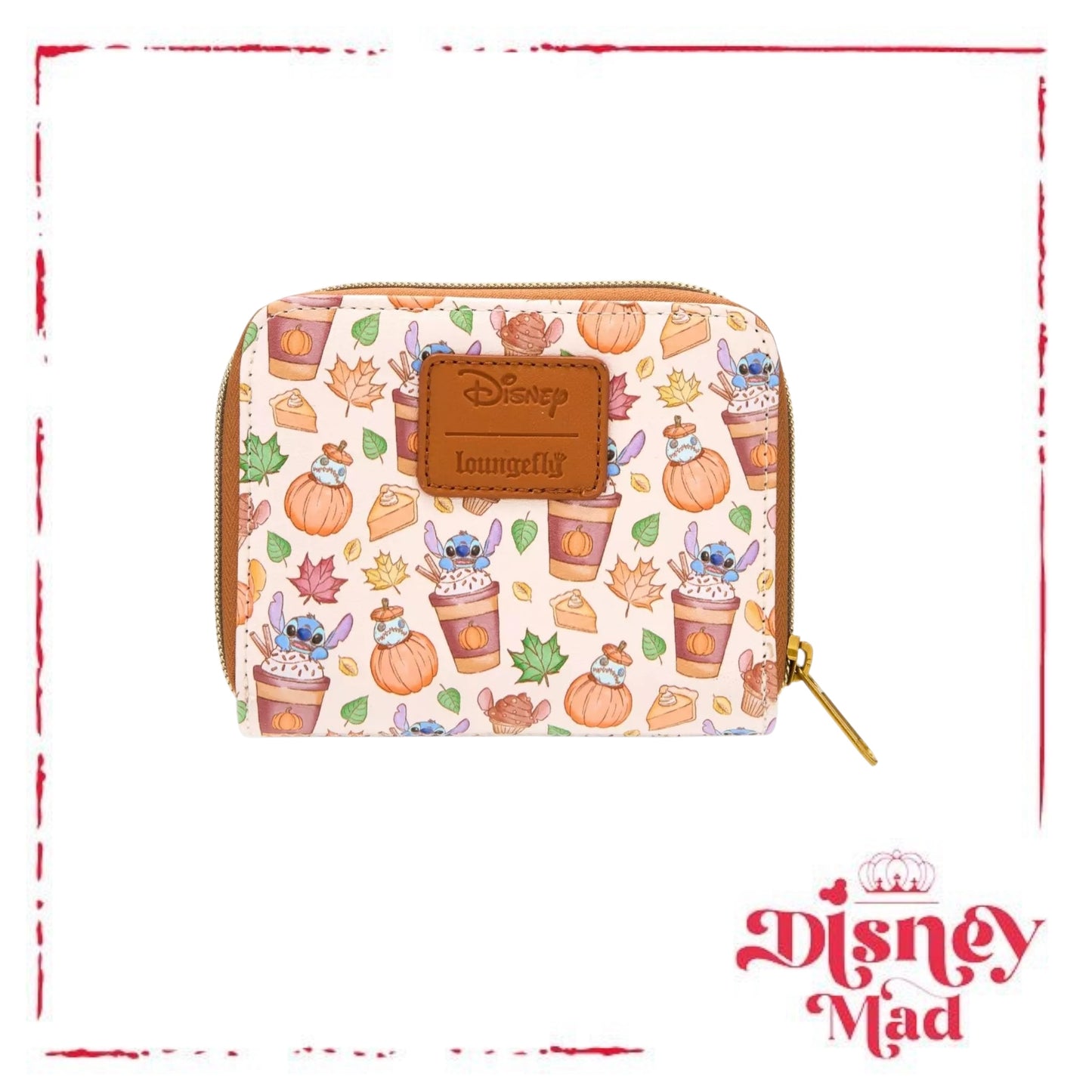 Loungefly Disney Stitch Pumpkin Spice Latte Mini Zipper Wallet