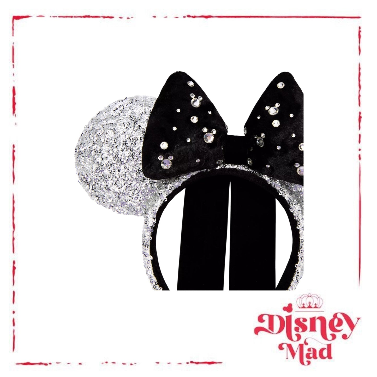 Minnie Mouse Silver and Black Sequined Ears Headband - Disney Parks