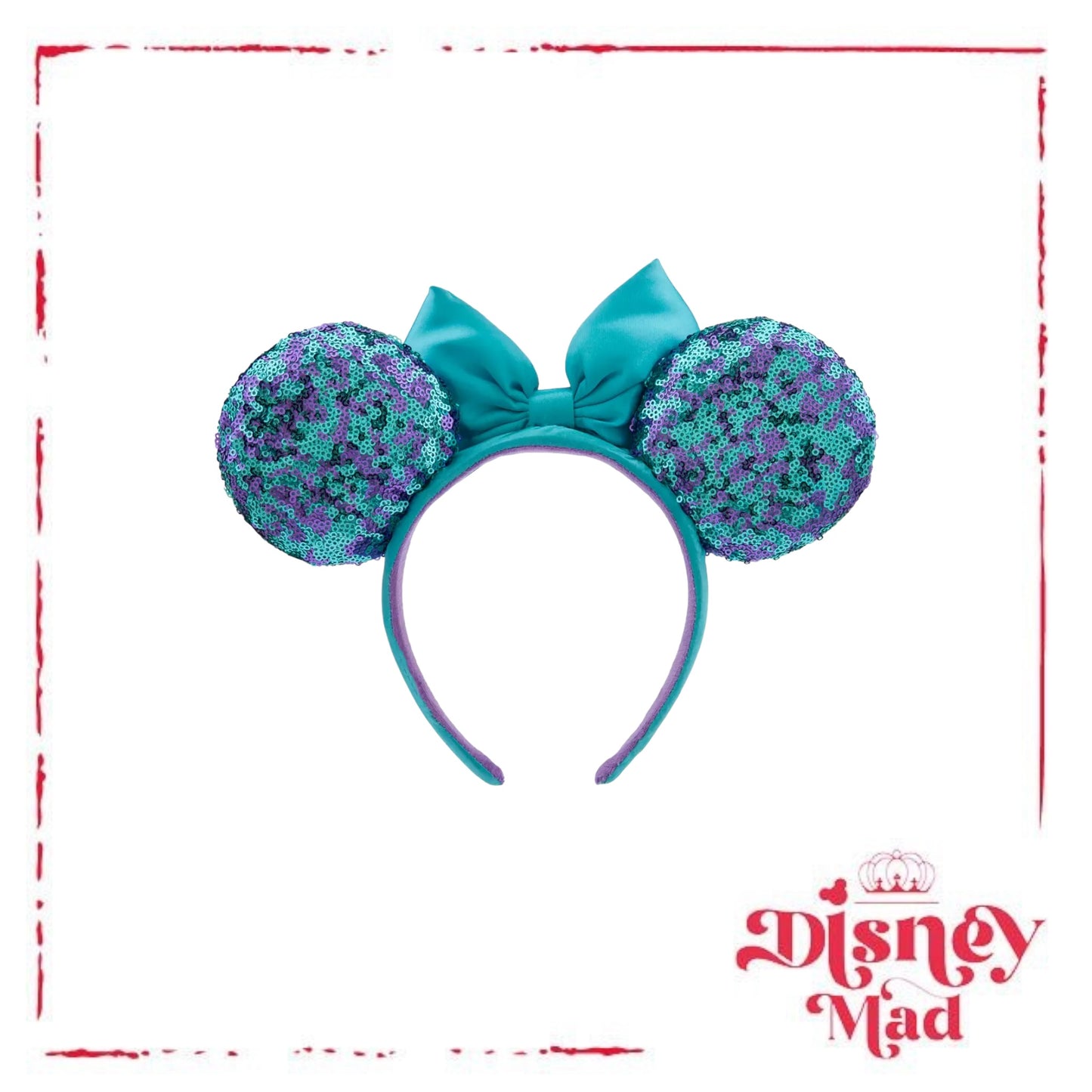 Minnie Mouse Sequined Ear Headband with Bow Blue and Purple - Disney Parks