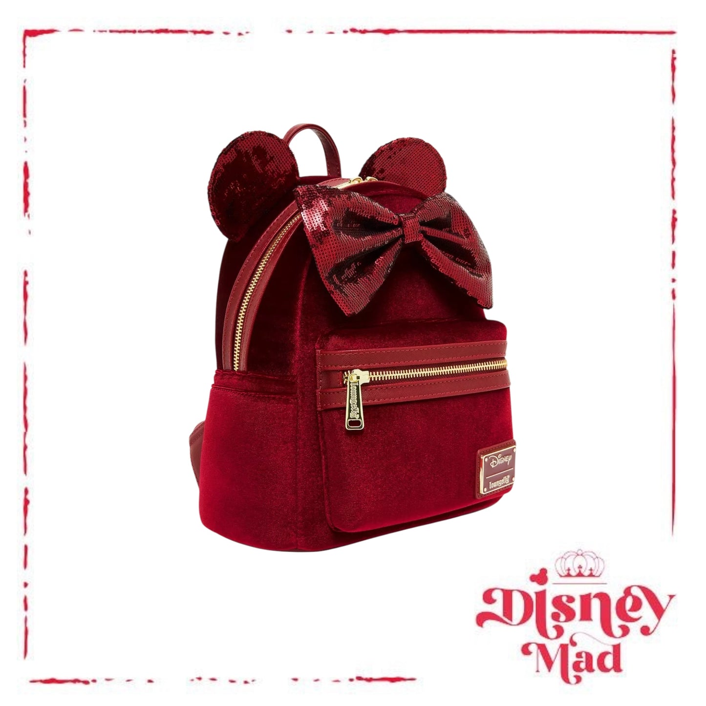 Loungefly Disney Minnie Mouse Velvet Sequined Ears Mini Backpack