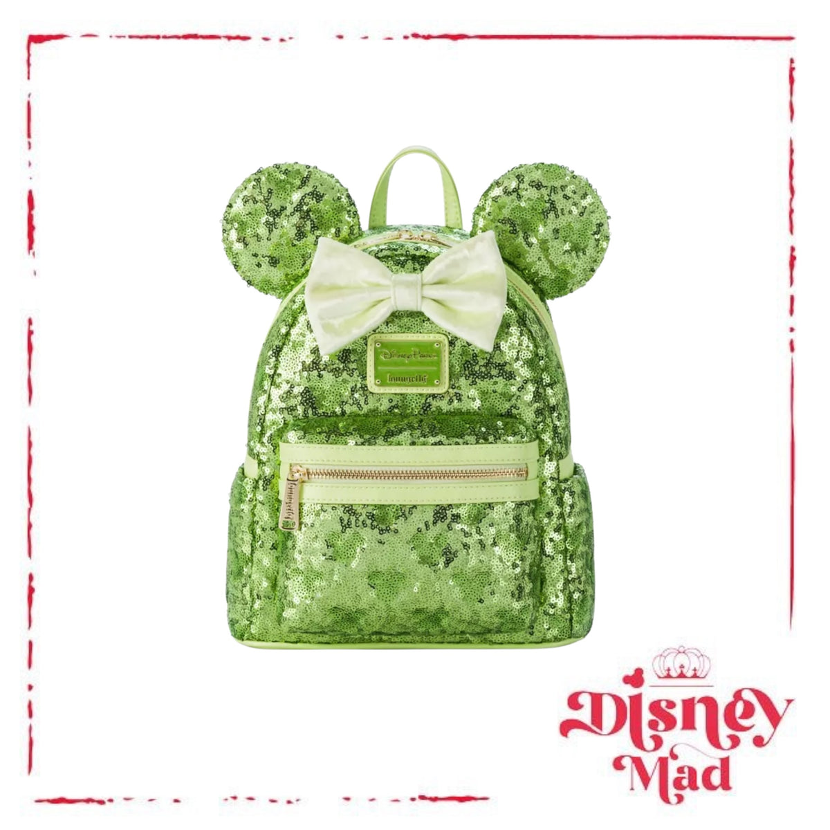Loungefly Minnie Mouse- Tinker Bell Green Sequin NWT Green Mini Backpack Disney store Tinker Bell green sequin | Mercari main image 3