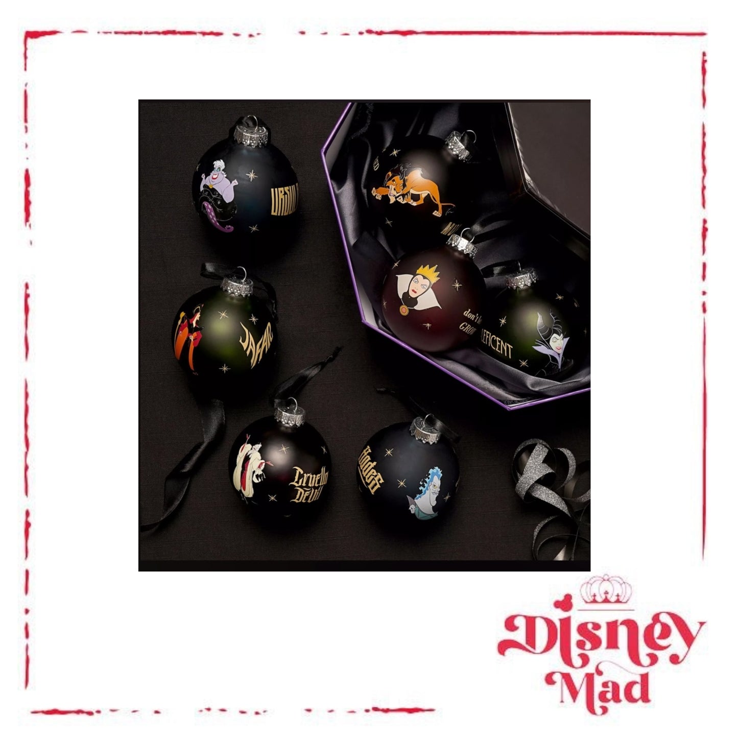 Disney Set Of 7 Baubles With Gift Box - Villains