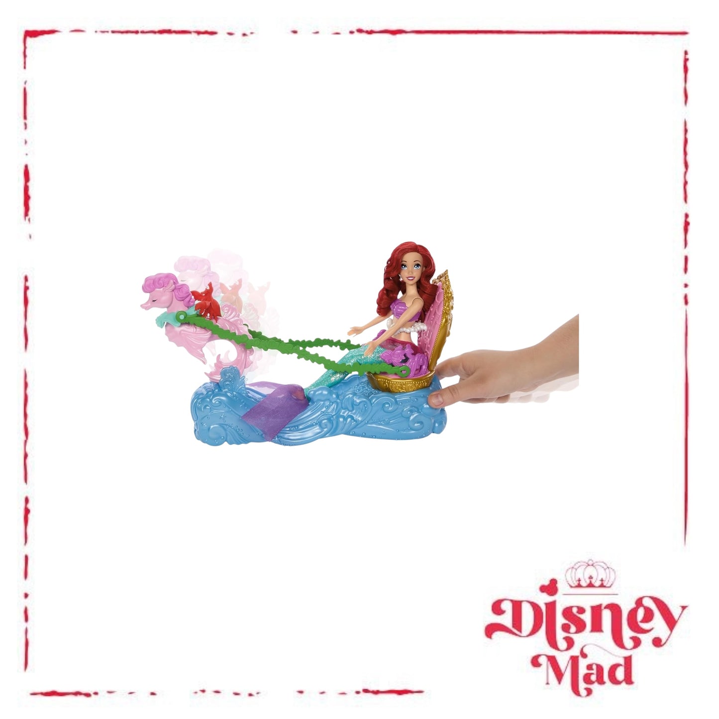 Disney Princess Ariel Mermaid Doll & Rolling Chariot