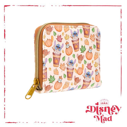 Loungefly Disney Stitch Pumpkin Spice Latte Mini Zipper Wallet