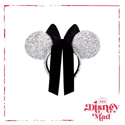 Minnie Mouse Silver and Black Sequined Ears Headband - Disney Parks