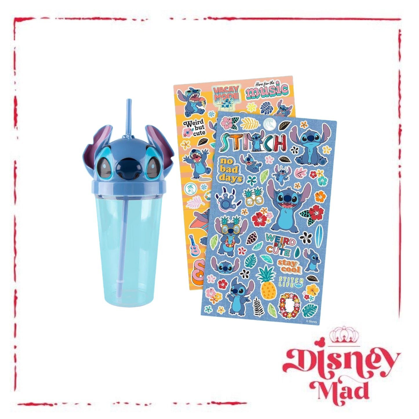 Disney Stitch Tumbler Design Kit - Includes 16 oz Experiment 626 Tumbler and 100 Waterproof Lilo and Stitch Stickers